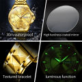 (1 Year Warranty) OLEVS Men's Original Waterproof Watch Gold Watch Quartz Stainless Steel Strap Calendar Luminous Business Style 2906. 
