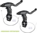 2 Pieces Mountain Bike Brake Aluminum Alloy Brake Handles with 3 Finger Design 2.2 cm Diameter and 2pc Brake Cables Wires Free - সাইকেল - সাইকেল.