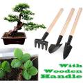 3Pcs Plant Gardening tools Wood Practical Mini Garden Handle Metal Head Hand Tool Kit Gardener Tools.