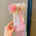 Chiffon Bow Hair Clips For Baby Girls Colourful Long Ribbon Children Hairpins Princess Hair Accessories. 