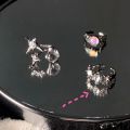 Three-Piece Crystal Gemstone Ring for Women ins Trendy Special-Interest Design High-Grade Open Middle Finger Wear Opal Moonstone.