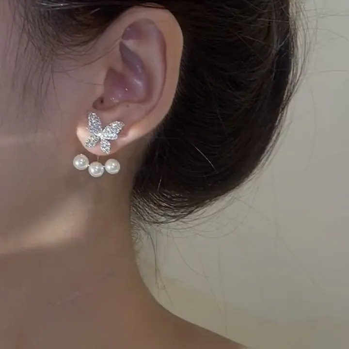 New%20Elegant%20Crystal%20Butterfly%20Back%20Hanging%20Pearl%20Earrings%20Korean%20Fashion%20Jewelry%20for%20Woman%20Girls%20Accessories%20-%20Image%204