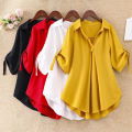 Medium, Long and Short Sleeve Chiffon Shirt Women's Summer New Large Size Loose Waist Tight Slimming Chiffon Blouses for Women.