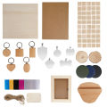 TWOTREES Laser Engraving Materials Pack Wood/Leather/Stainless Stain/Kraft cardboard for Laser Engraving Laser Cutting. 