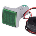 2 In 1 VOLT AMP Meter AC 22mm SQUARE Panel Mount 2 in 1 AC 50-500V 0-100A LED Digital Display Voltage Current Meter Volt Ampere Meter With Indicator Light & CT Cables . 
