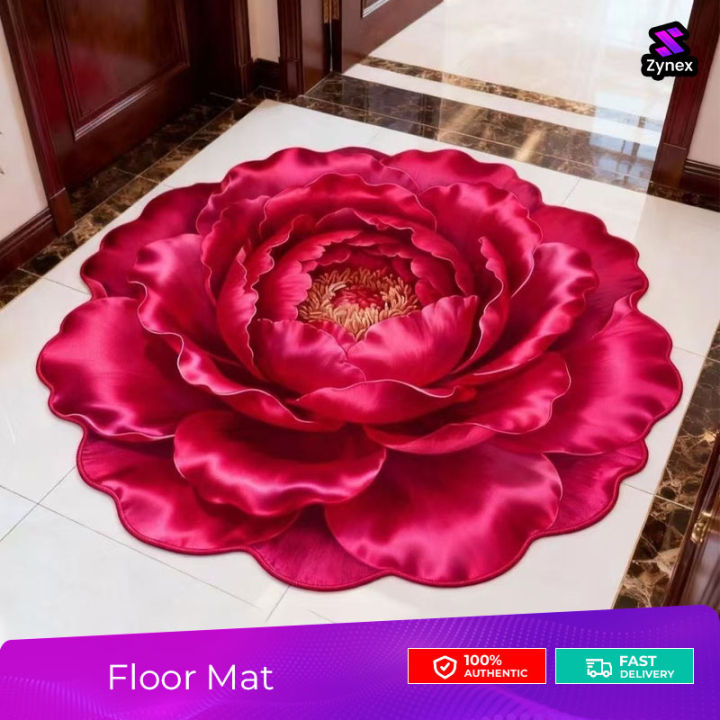 3D Flower Printed Floor Mat Floral Diatomaceous Rarth Floor Mat, Bathroom Absorbent and Quick-drying mat, Stain-resistant mat Papos 3D visual Carpet Artificial Carpet Floor Mat