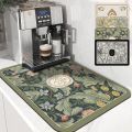 Absorbent Drain Pad Kitchen Rugs Dish Drying Mat Coffee Mats Dish Drainer Cup Bottle Dinnerware Placemat Retro Home Decoration. 
