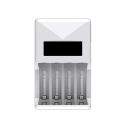 PUJIMAX 4 Slots Smart Battery Charger LCD Display US/EU/UK Plug For AAA/AA Ni-MH/Ni-Cd Rechargeable Batteries With AC Cable. 