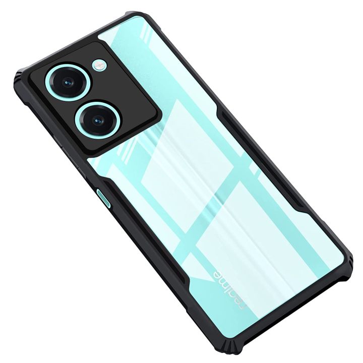 For Realme C33 Mobile Cover Edge-Reinforced Shockproof Cushion Back Clear Hybrid Transparent Hard Cover Casing - (Back Case Cover For Smartphone)