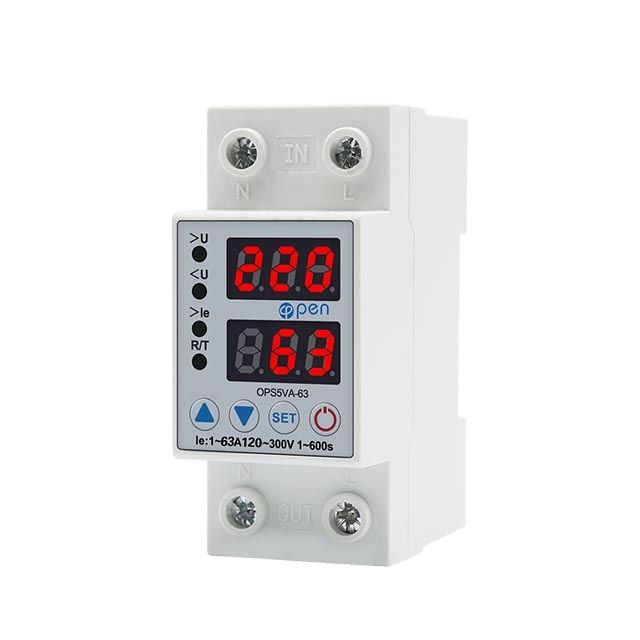 Voltage protector 63A 230V AC Din rail adjustable over voltage and under protective device relay with over current protection