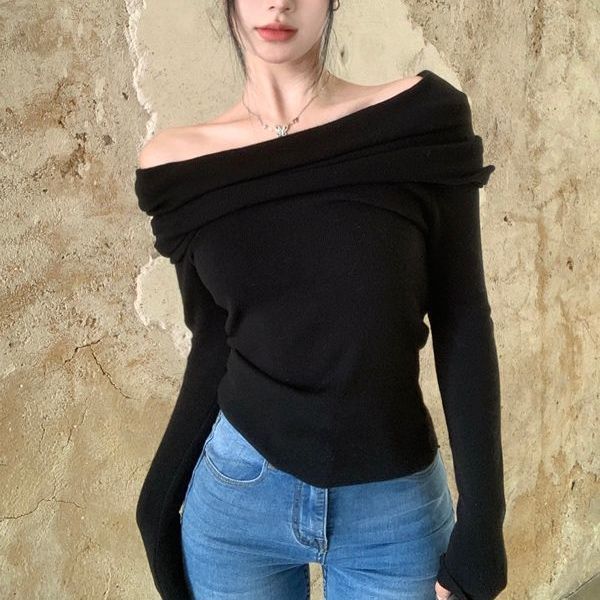 Idle%20Style%20off-Shoulder%20Collarbone%20Knitted%20Sweater%20Spring%20Gentle%20Slim%20Fit%20Slimming%20Thin%20Long%20Sleeve%20Bottoming%20Shirt%20Top%20-%20Image%206