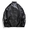 Spring PU Leather Motorcycle Jacket Men High Street Korean Letter Embroidery Bomber Coat Unisex Varsity Jacket Vintage Outwear. 