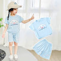 Kids Boys Girls Summer Cartoon Print Short Sleeve T-Shirt Tops with Shorts Toddler Baby Clothing Sets Kitty Kuromi Kids Outfits.