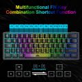 K61 RGB Wired Keyboard 60 Percent 62 Keys Ergonomic Gaming Keyboard Ultra-Compact Mini Keyboard Multiple Modes For Laptop PC.