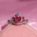 Princess Crown Ring For Woman Girl Engagement Party Jewelry Accessories School Blair Tiara Plated Gold Adjustable Ring Gift New. 