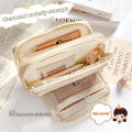 Canvas Kawaii Student Large Capacity Stationery Pencil Cases Pouch Girls Gifts Pouch for School Cute Girls.