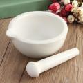 Handheld Ceramic Mortar and Pestle Set - White. 