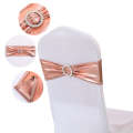 High end hotel banquet elastic bow ribbon without tie, flower hot stamping strap on back of the chair. 