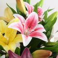 1Pcs Artificial Silk Flower Bouquet Lily Bouquet Creative Bouquet Sweetheart Lily Send Friends Fresh Living Room Decoration. 