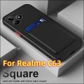 【HOT SALE】 with Card Slot Holder Casing For C63 RealmeC63 C53 C51 Me C 63 Fashion Simple Skin Matte Square Phone Case Shockproof Soft Case TPU Camera Cover.