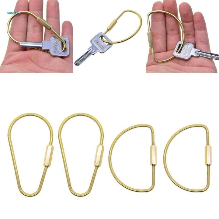 2 Pieces Durable Brass Screw Lock Key Chain Ring Home Car Key Holder 75x40mm