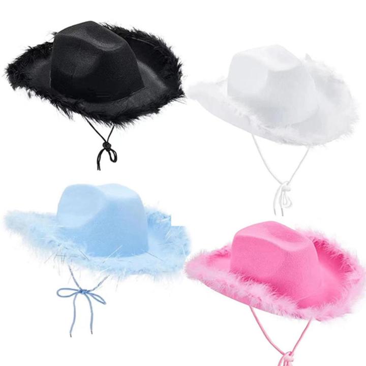 Western Cowboy Hat Feather Cowgirl Hat Bachelorette Party Hat For Bridal Party Women