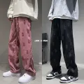 American-StylevibePants High Street TideinsFashion Pink Overalls Men's Straight West CoastoldschoolPants. 