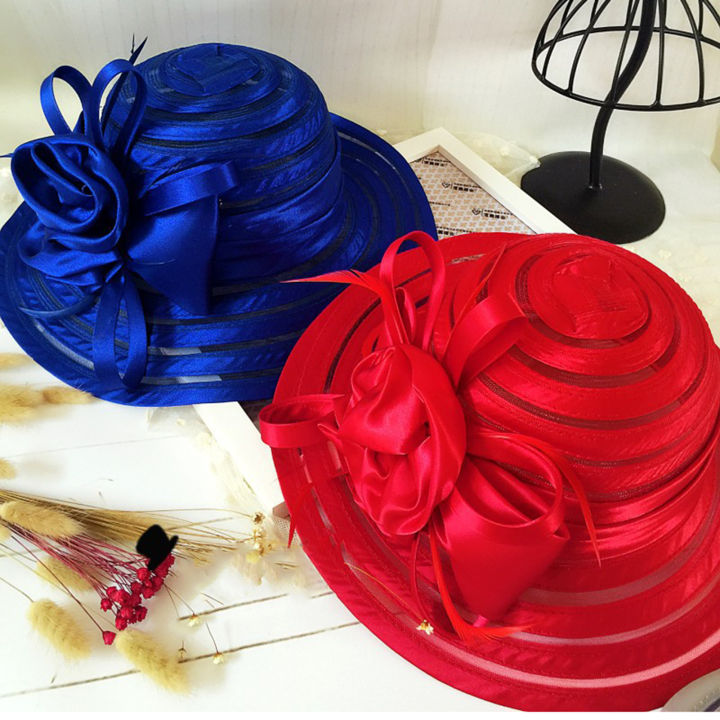 Sunnyheart%20Lady%20Beach%20Hat%20Flower%20Decor%20Sunshade%20Medieval%20Mesh%20Prom%20Hat%20-%20Image%205