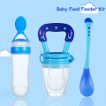 HelloKimi 3PCS Baby Food Feeder Kit Squeeze Feeding Bottle with Spoon Baby Bite Pacifier Temperature Spoon Fruit Vegetable Feeder Squeezing Food Bottles Rice Paste Juice FeederInfant Fruit Feeder Pacifier Teething Toy Gift Set. 