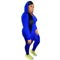 Plus Size Women's Clothing Solid Color Hooded Women Tracksuits Long Sleeve Zipper Matching Sets Elastic Pant Set Fitness Suits.