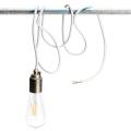 2M E27/E26 Vintage Fabric Cable Pendant Light Hanging Filament Lamp Bulb Holder Socket (Silver). 