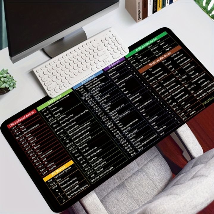 1pc Computer Function Shortcut Key Mouse Pad, Non-slip Mouse Pad, Large Thickened Keyboard Table Mat, 30*80*2cm/11.8*31.5*0.78in