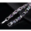 【Beiver Jewelry Store  】CWWZircons Luxury Oval Rainbow Mystic Crystal Women Fancy Bracelet Cubic Zirconia Stones CB149. 