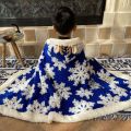 【Parent-Child】Winter Christmas Snowflake Multi-Functional Blanket Flannel Thickened Cape Shawl Cloak Student Nap Blanket.
