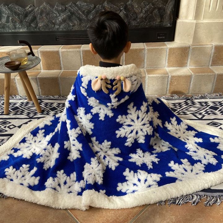 %E3%80%90Parent-Child%E3%80%91Winter%20Christmas%20Snowflake%20Multi-Functional%20Blanket%20Flannel%20Thickened%20Cape%20Shawl%20Cloak%20Student%20Nap%20Blanket%20-%20Image%202