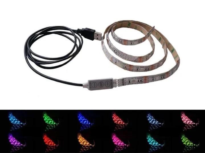 Bias%20Lighting%20for%20HDTV%202m/6.5ft%20USB%20LED%20Strip%20Multicolor%20RGB%20Backlight%20Kit%20Cuttable%20with%2060LEDs%20for%20Flat%20Screen%20TV%20LCD%20Desktop%20PC%20Monitors%20(White)%20-%20Image%202
