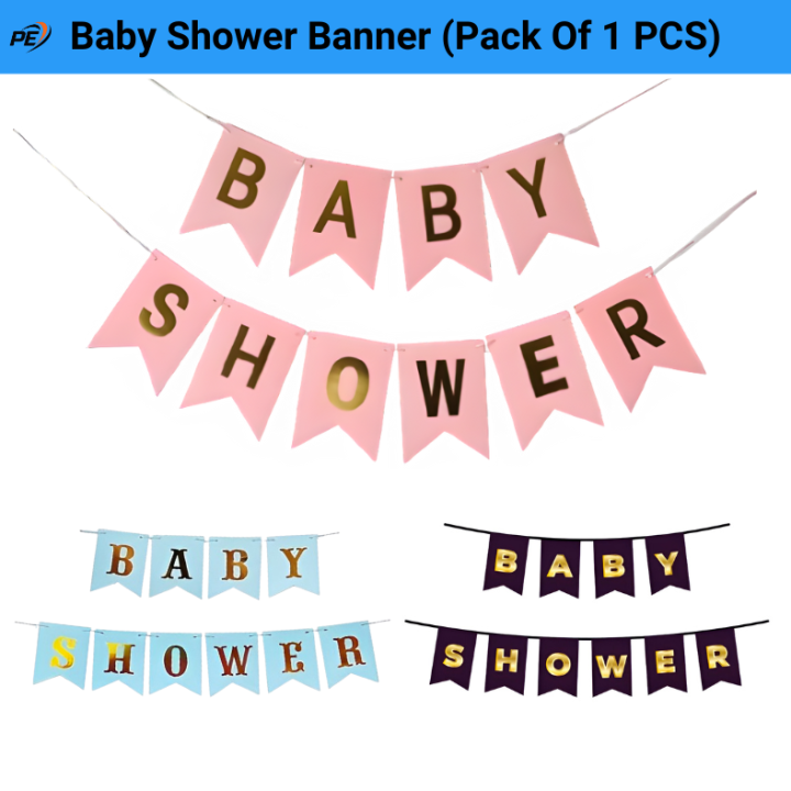 Baby Shower Card Banner in a Dazzling Array of Colors – Black, Pink & Sky Blue- (Pack of 1 Pcs)