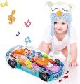 Concept Racing Car Toy Musical Toys 360 Degrees Rotating Transparent Car with Music & 3D Flashing Lights for Kids. 