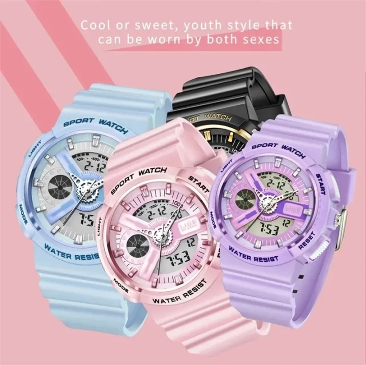 LIGE%20New%20Sport%20Women%20Quartz%20Digital%20Watch%20Creative%20Diving%20Watch%20Ladies%20Waterproof%20Alarm%20Watch%20Dual%20Display%20Clock%20Montre%20Femme%20-%20Image%206