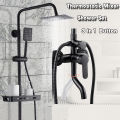 Matte Square Bathroom Thermostatic Mixer Shower Set Black Bathtub Shower Mixer Tap Wall Mount Rainfall Shower Mixer Tap. 