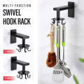 Normal 6/8Hooks Wall Mounted Swivel Hook Hanging Spatula Colander Rotating Hook Rack. 