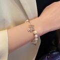 2021 Elegant Baroque Pearl String Bracelet For Woman Luxury Zircon Bee Pendant Bracelet Fashion Girl's Sweet Jewelry.
