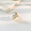Elegant Women Irregular Pearl Open Rings for Girls Adjustable. 