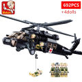 692PCS Military UH-60L Medical Rescue Aircraft Building Blocks Black Hawk Helicopter Model Bricks Kits Kids DIY Toy Holiday Gift.