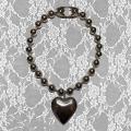 Rope chain necklace Hyperbole Exaggerated pendant necklace Glass pendant necklace Y2K fashion necklace Heart Beads chain necklace Unisex necklace Necklaces for Party necklace Fashion jewelry Gift for men Necklace for women. 