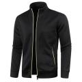 Men Fall Winter Sweater Coat Zipper Pockets Knitted Thin Cardigan Stand Collar Long Sleeves Solid Color Daily Wear Men Jacket.