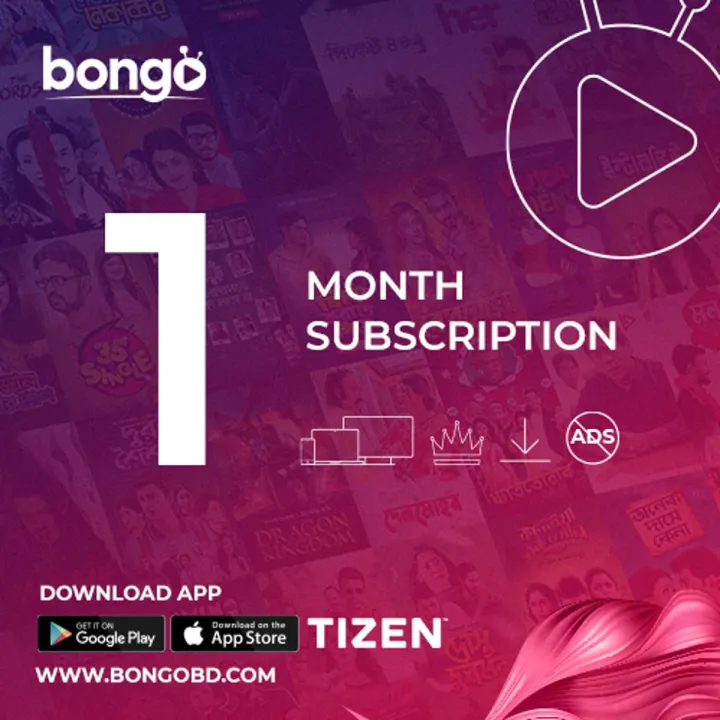 1 Month Bongo Subscription (Three Devices, two Streams)