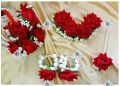 Exclusive design holud jewellery artificial velvet rose flower jewelry set 6 piece set floral jewellery. 