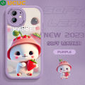 UCUC for iPhone 12 Mini Back Cover Red Hat Strawberry Bunny Leather Phone Case Ultra Thin Soft Drop Protection Case.