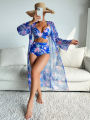 MINGYI 2024 NEW SEXY EUROPEAN AND AMERICAN HIGH-END FASHION MULTICOLOR PRINT THREE-PIECE BIKINI BIKINI WOMEN'S SWIMSUIT.